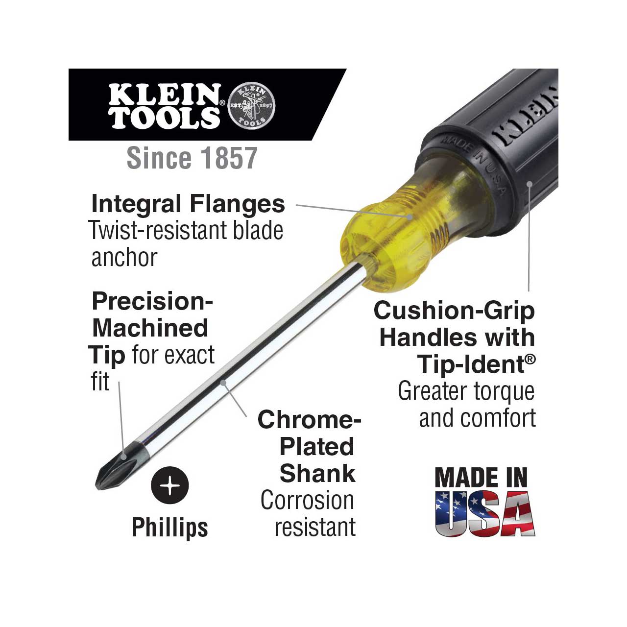 Klein Tools 603-7 #2 Phillips Screwdriver with 7-Inch Round Shank