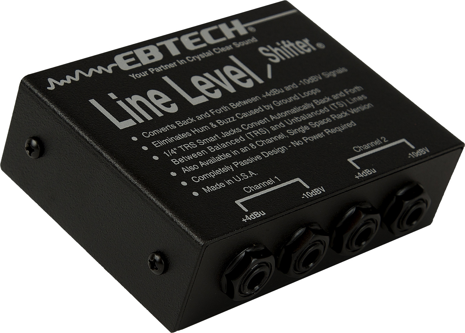 Ebtech LLS2 2Channel Line Level Shifter with 1/4in Smart Jacks