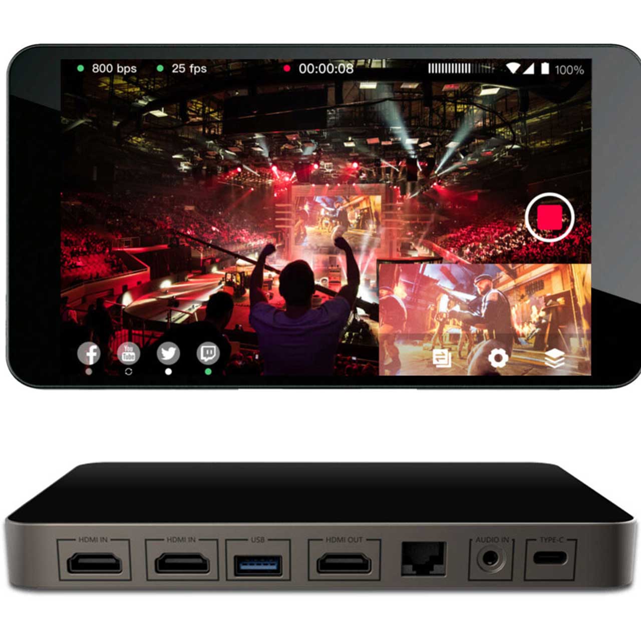 YoloLiv YoloBox Full HD Portable All-in-One Multi-Camera Live Streaming Encoder/Switcher/Monitor/Recorder Kit w/ Cables