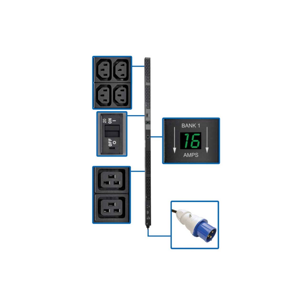 Tripp Lite PDUMV32HV 7.4kW Single-Phase Metered PDU 230V Outlets IEC ...