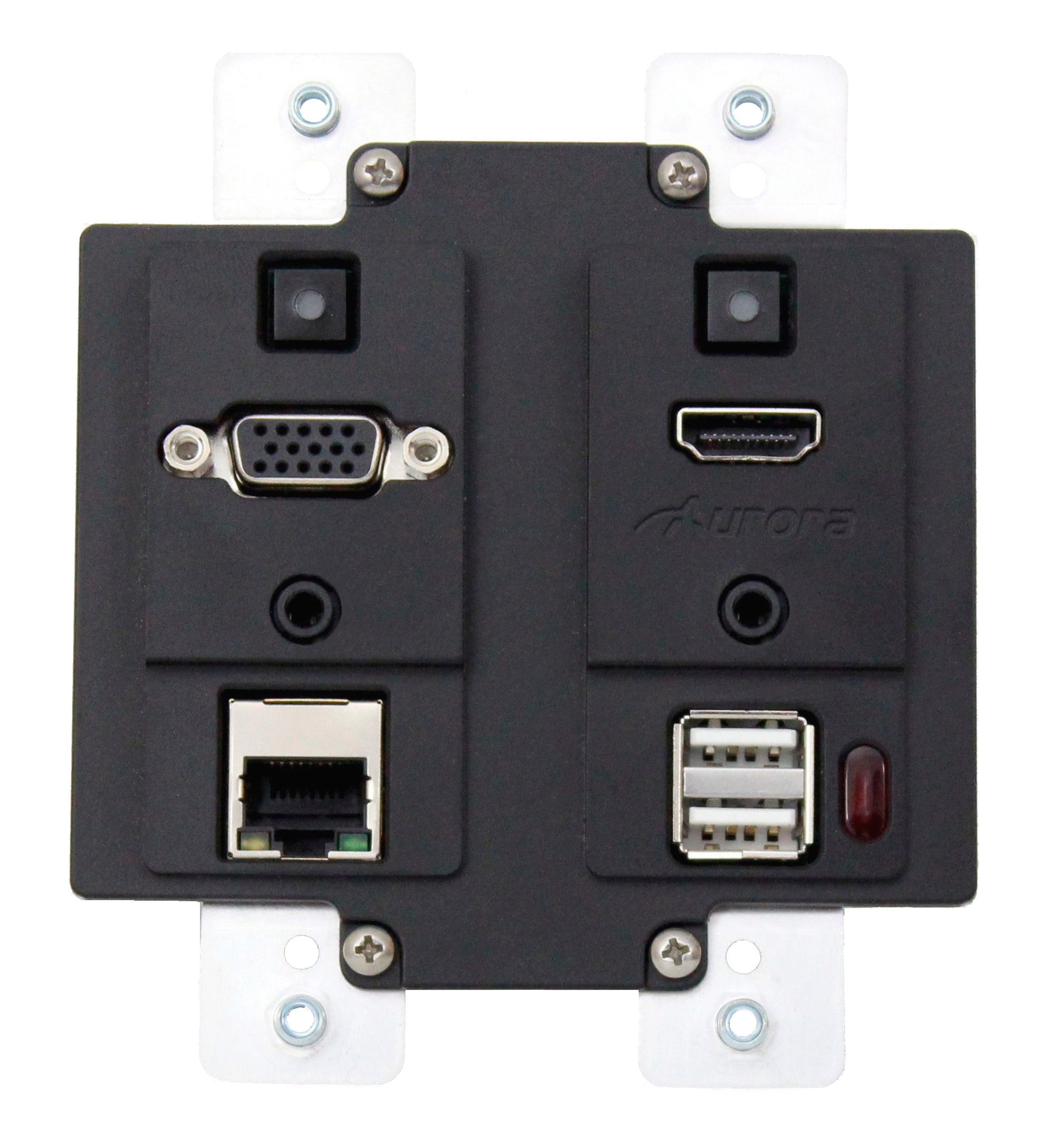 Aurora DXW2EUS2W 2 Input HDBaseT Wall Plate (VGA/ HDMI/ LAN/ USB 2.0)