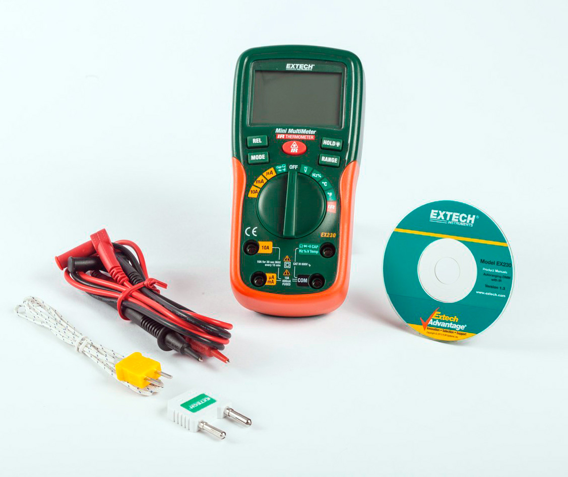 Extech EX230 12 Function Mini Digital MultiMeter with IR Thermometer