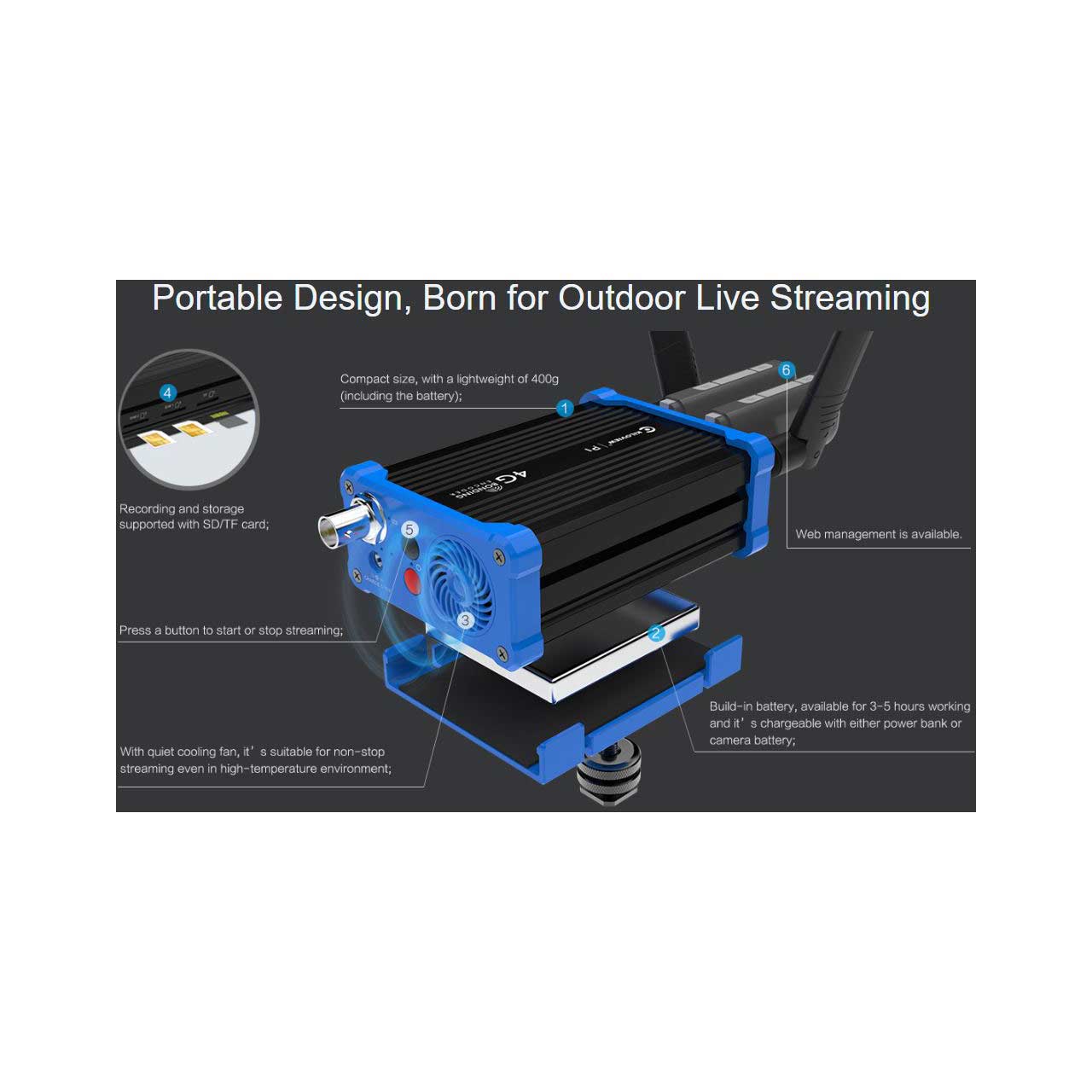 Kiloview P1 HD/3G-SDI Wireless 4GLTE Bonding Video Encoder - 4G/WiFi ...