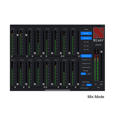 Nixer WL64-4 Ravenna 1RU 64-Channel AoIP Monitor and Mixer with ...