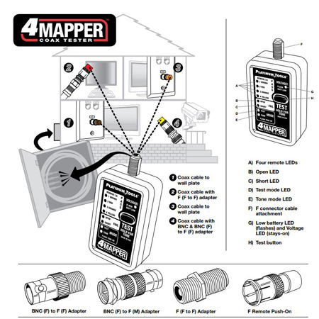 Platinum Tools T104C 4Mapper Coax Tester / Coax Mapper