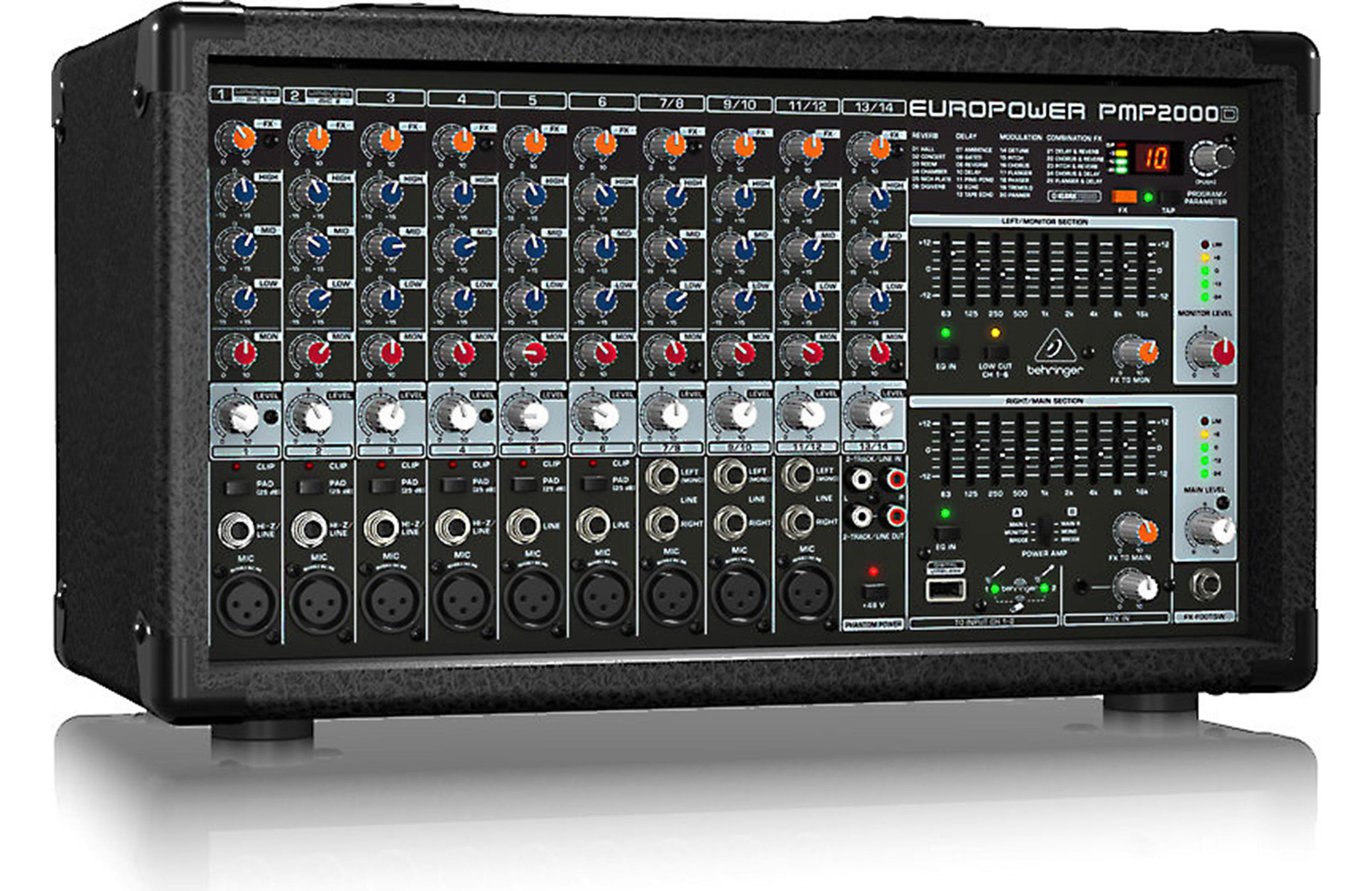 Behringer EuroPower PMP2000D 800Watt 14Ch Powered Mixer with MultiFX