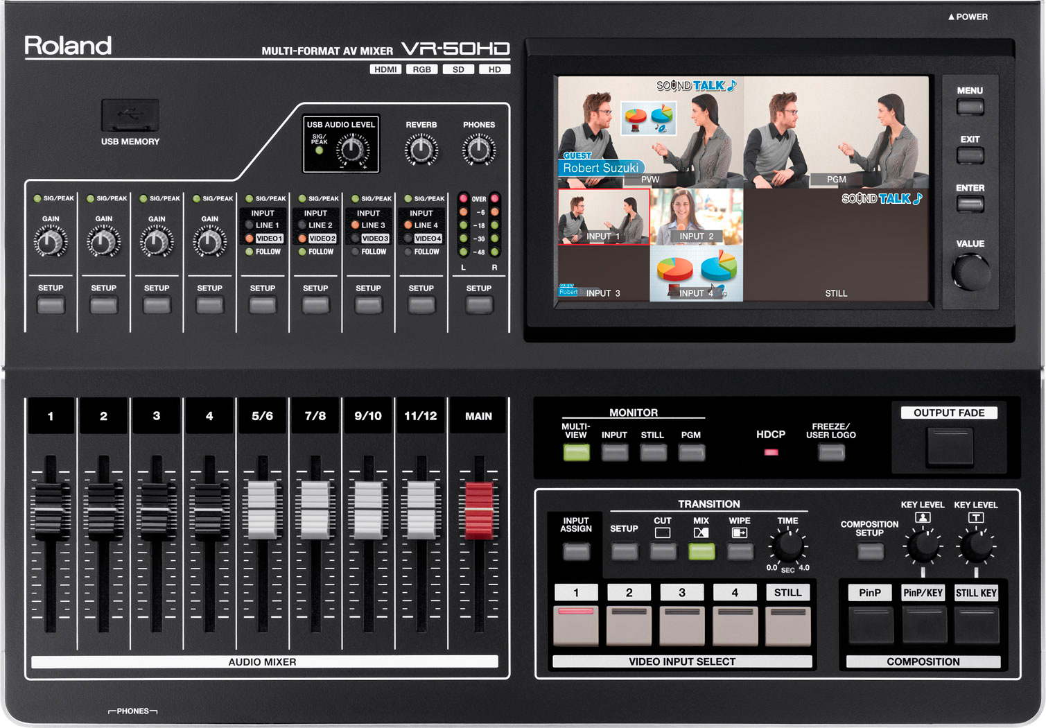 Roland VR50HD 12Input 4Channel Video 3GSDI & HDMI MultiFormat AV Mixer