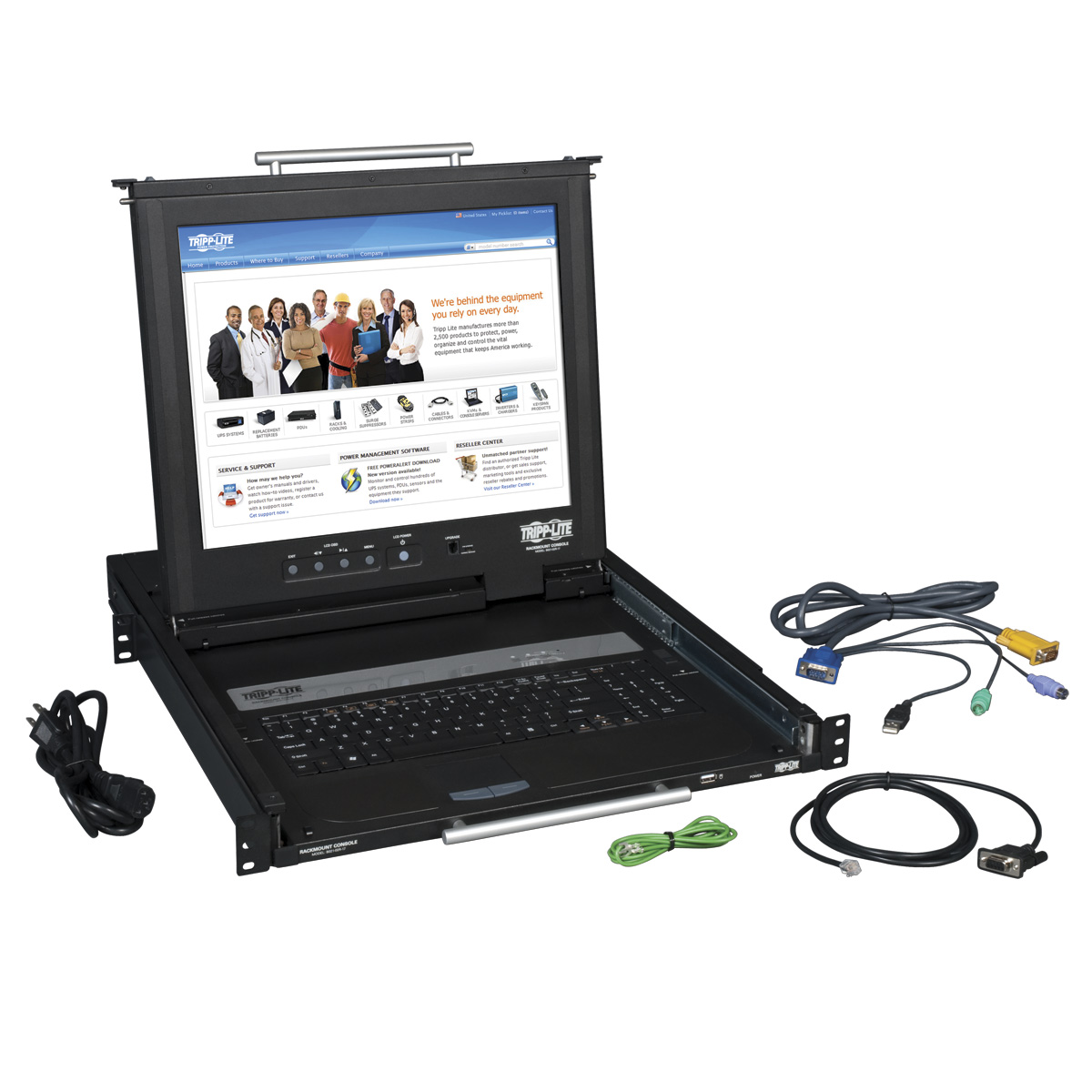 Tripp Lite B02102R17 KVM Rack Console 1U Dual Rail Rackmount 17 Inch LCD