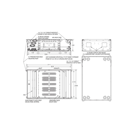 FSR CB-324-FPOE+ Universal Ceiling Box with 3x POE Powered Fans - 3 ...