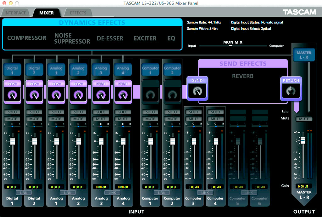 Tascam US366 USB2.0 Audio Interface with DSP Mixer