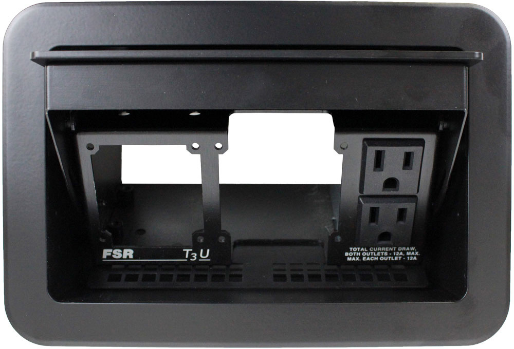 FSR T3U-2R-BLK Table Box AC Duplex Black Cover and Trim Ring