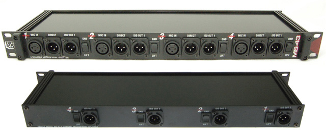 1 In x 3 Out x 4 Ch. Mic Splitter MS-43A