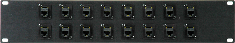 16-Point Cat6 RJ45 Feed Thru Patch Panel 2RU PB16-R4R4-C6