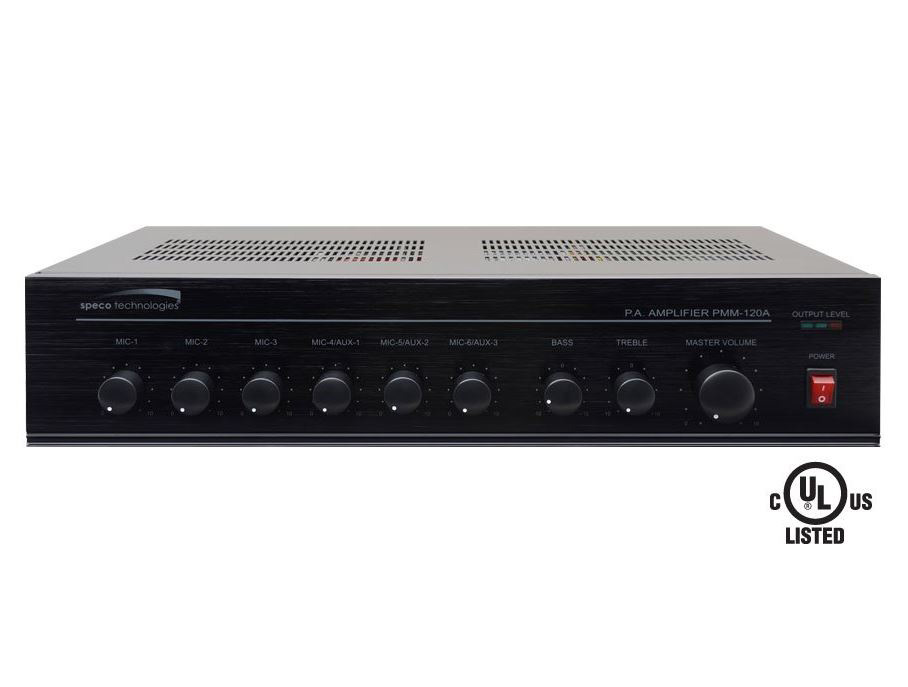 SPECO 120W PA Mixer Power Amplifier with 6 Inputs PMM-120A
