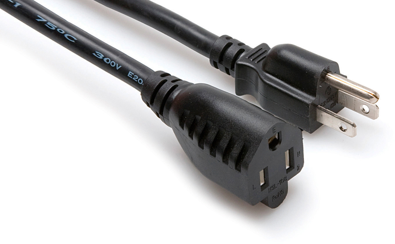 Hosa PWX-408 NEMA 5-15R to NEMA 5-15P 8 Ft. Power Extension Cord