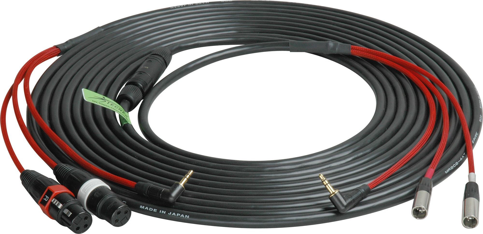 Laird RD1-MIX-25 Red One Quick Disconnect Camera-Field Mixer Cable w/ 2 Female XLRs and 1 3.5mm Right-Angle TRS Plug - 2