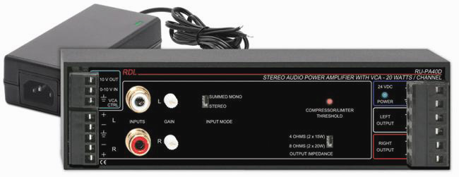 Radio Design RU-PA40D 40W Stereo Audio PowerA w/VCA & Power Supply