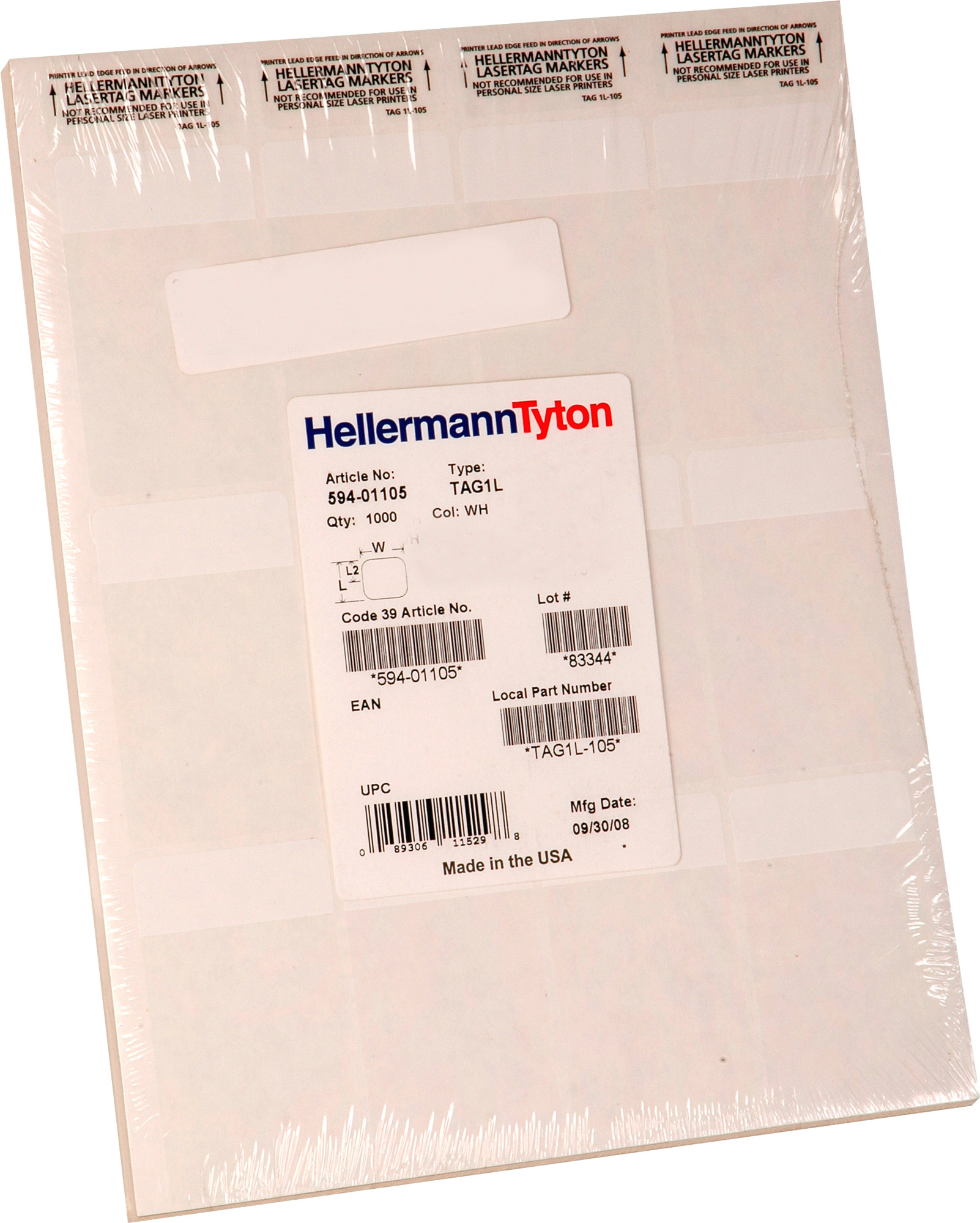 1in X .5in X 1.33in White Self-Laminating Polyester 56 labels/sheet -