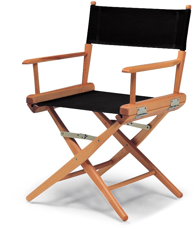 34in Table Height Directors Chair Natural Wood Frame with Black Canvas