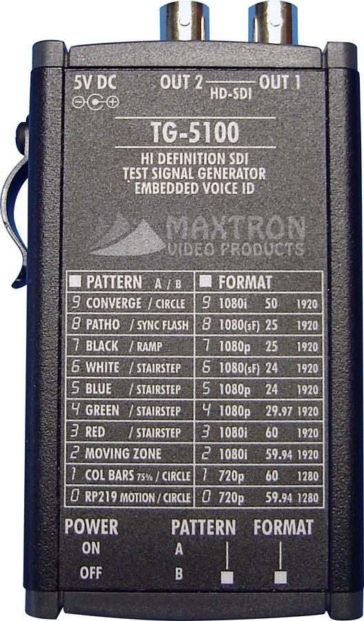 Maxtron TG-5100 Multi-Format HD-SDI Pattern Generator with Voice ID