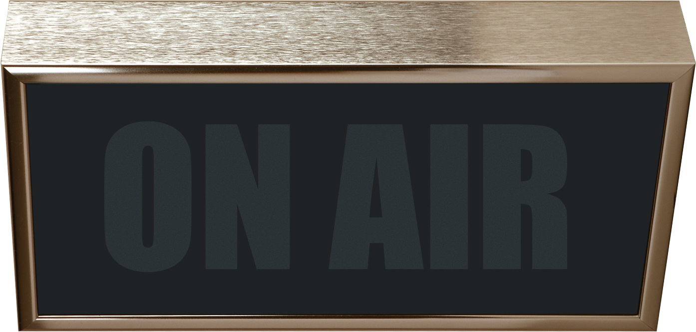 Low Profile Horizontal Studio Warning Light - ON AIR in Gold Tone