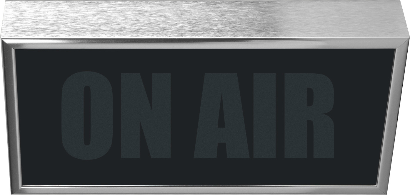 Low Profile Horizontal Studio Warning Light - ON AIR in Silver Tone