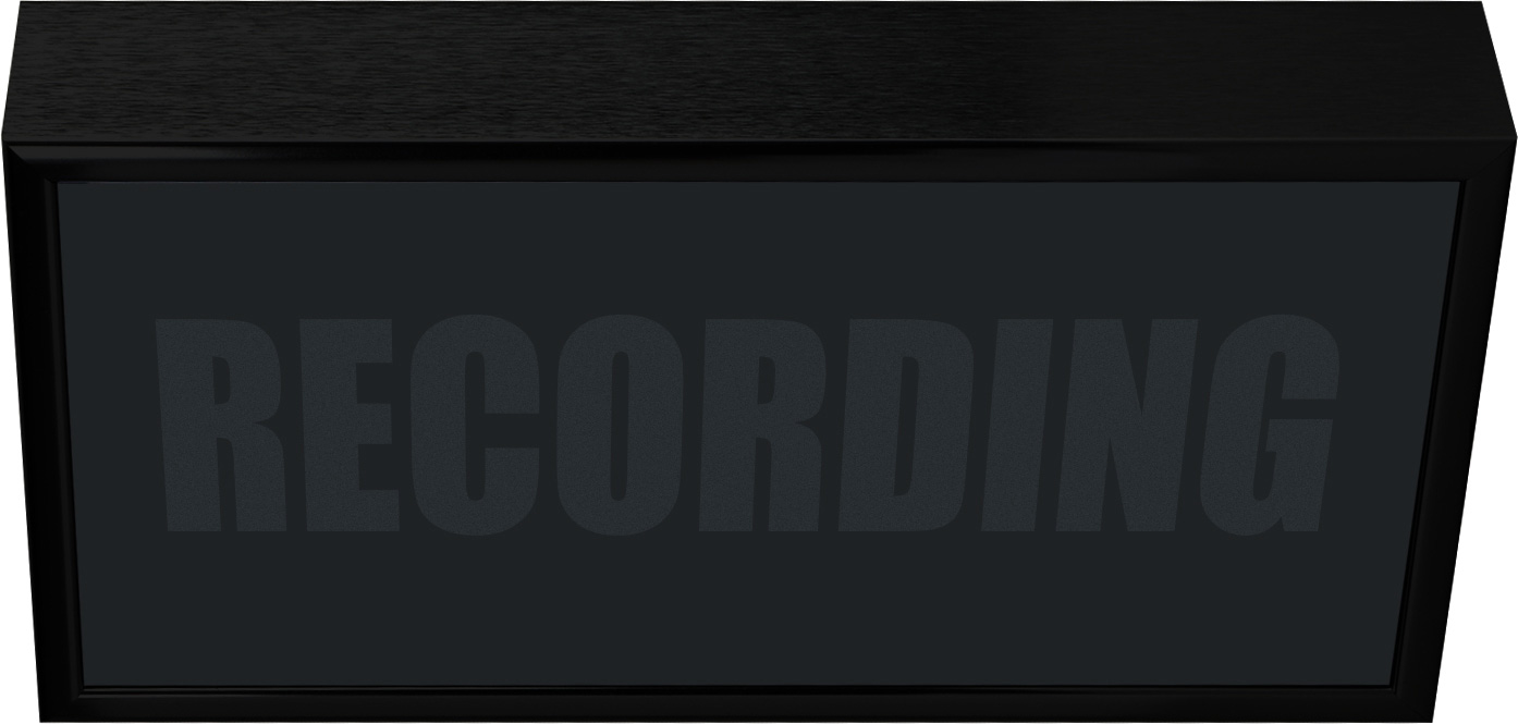 Low Profile Horizontal Studio Warning Light - RECORDING in Black Matte