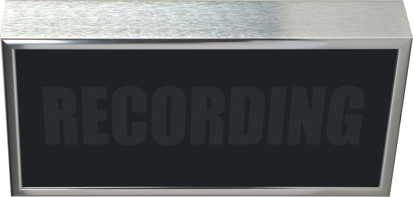 Low Profile Horizontal Studio Warning Light - RECORDING in Silver Tone