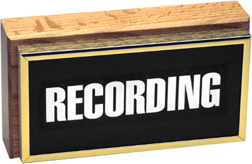 Horizontal Studio Warning Light - Recording in Gold Lettering TWL-1