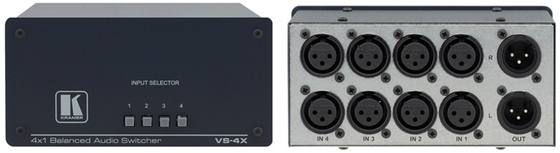 Kramer VS-4X 4x1 Balanced Stereo Audio Mechanical Switcher VS-4X