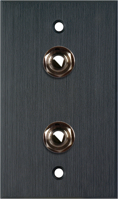 1G Black Anodized Aluminum Wall Plate with 2 1/4-Inch TRS Phone Jacks