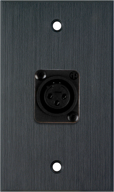 1G Black Anodized Aluminum Wall Plate with 1 NC3FD-L-1-B Connector