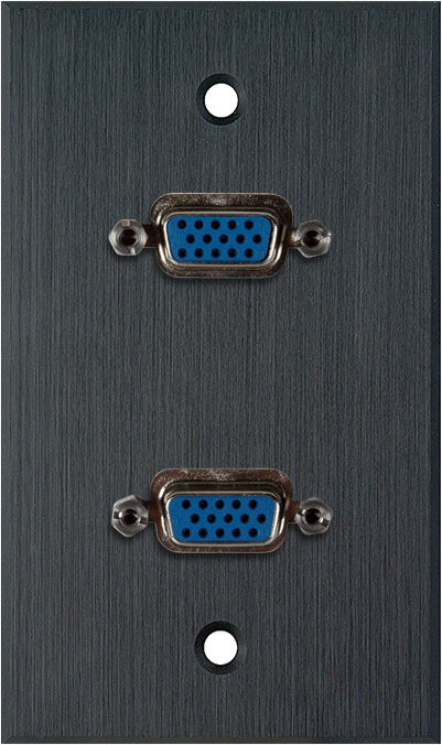 1G Black Anodized Aluminum Plate with 2 HD 15-Pin Female Rear Solder C