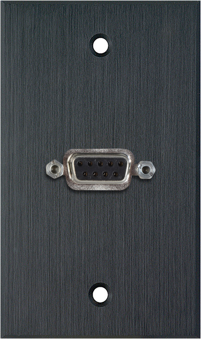 1G Black Anodized Wallplate w/One 9-Pin D-Sub Rear Solder Connector