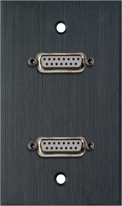 1G Black Anodized Aluminum Plate with Two 15-Pin Female Rear Solder Co