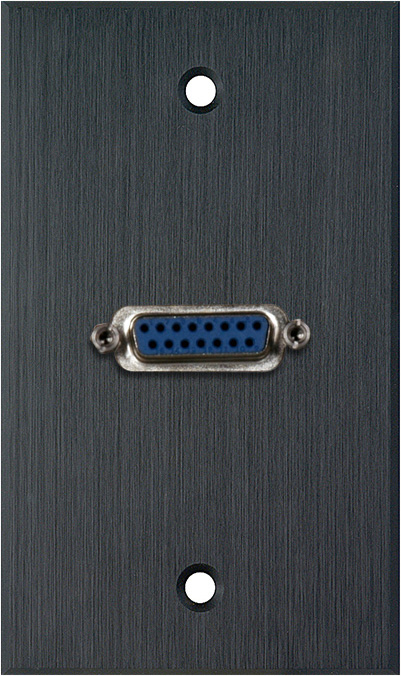 1G Black Anodized Aluminum Wall Plate with Single 15-Pin Female Barrel
