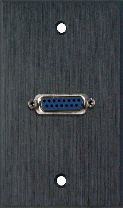 1G Black Anodized Aluminum Wall Plate with Single 15-Pin Female Barrel