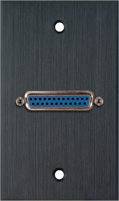 1G Black Anodized Plate with Single 25-Pin D-Sub Female to Rear Solder