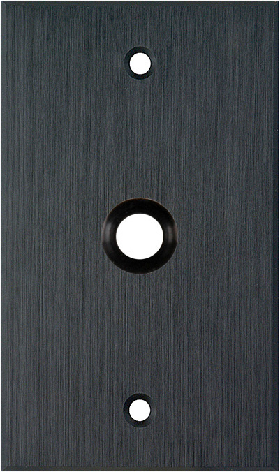 1G Black Anodized Aluminum Wall Plate with One 3/8 inch Grommet