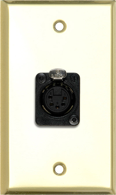 1G Brass Wall Plate with One 5-Pin XLR DMX Connector WPBR-1178