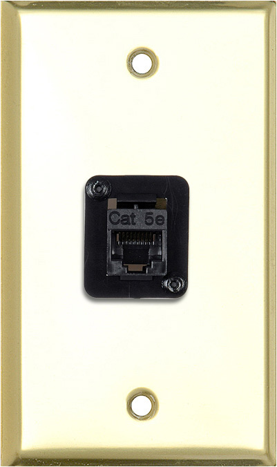 1G Brass Wall Plate with 1 TecNec RJ45 Barrel WPBR-1194
