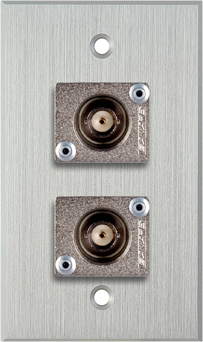 1G Clear Anodized Wallplate w/2 Canare BCJ-JRU BNC Feed-Thrus