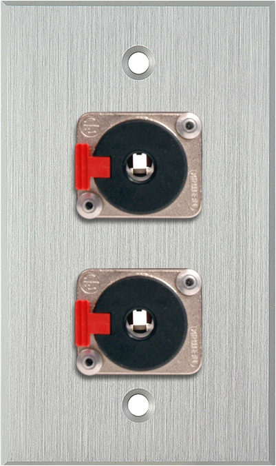 1G Clear Anodized  Wall Plate with 2 Neutrik NJ3FP6C 1/4-Inch TRS Latc