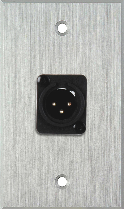 1G Clear Anodized Wallplate w/Neutrik 3-Pin XLR Maile-Terminal Block