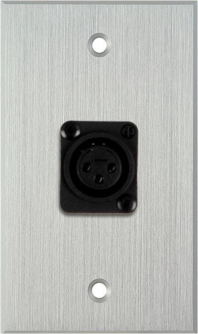 1G Clear Anodized Aluminum Wall Plate with 1 NC3FD-L-1-B Connector
