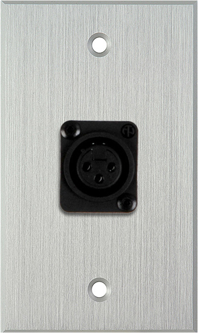 1G Clear Anodized Aluminum Wall Plate with 1 NC3FD-L-1-B Connector