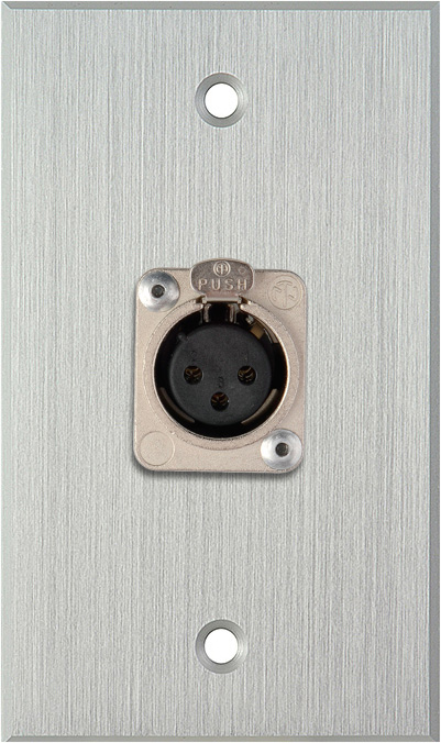 1G Clear Anodized Wallplate w/1 Neutrik 3-Pin XLR-F Connector