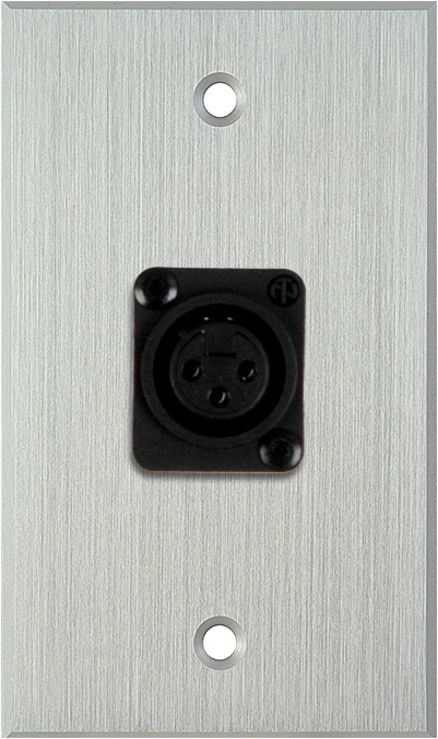 1G Clear Anodized Wallplate w/Plastic Latchless 3-Pin XLR Female