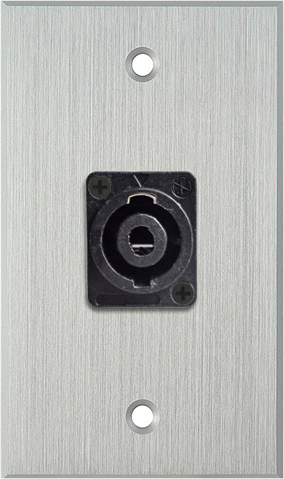 1G Clear Anodized Wallplate w/One 4-Pole Speakon Male Connector