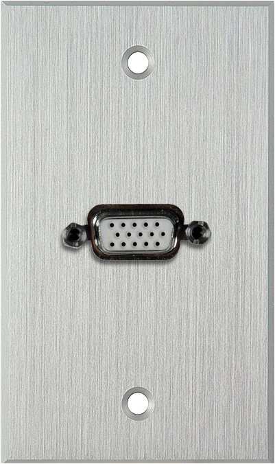 1G Clear Anodized Wallplate w/Single VGA HD 15-Pin Female Barrel